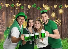Happy St Patricks Day Party Backdrop 8x6FT Vintage Wood Board Lucky Clover…