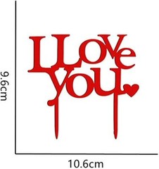 I LOVE YOU Cake Toppers Pick Acrylic Cake Topper Decoration for Sweet
