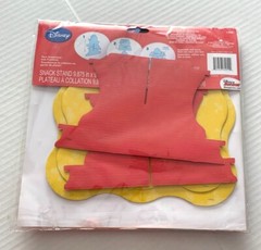 New Disney Mickey Mouse Snack Cupcake Stand Cardboard 9.875×9.875×9 in Red Blue