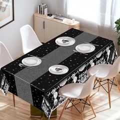 Prom 2024 Graduation Tablecloths Black/Silver (108″×54″) (Pack of 12)