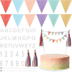 94 Pcs Personalized Felt Triangle Bunting Cake Banner Set, DIY Handmade Flag Ban