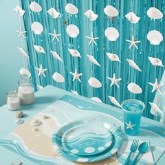 8 Pcs Summer Seashell Birthday Party Decorations Starfish Sea Shell Banner Oc…