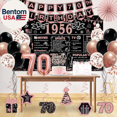 70Th Birthday Decorations for Women,32Pcs Back in 1956 Birthday Party Decoration