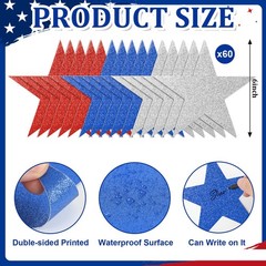 60 Pcs Patriotic Star Cutouts Double Printed Paper Star Confetti Cutouts for …
