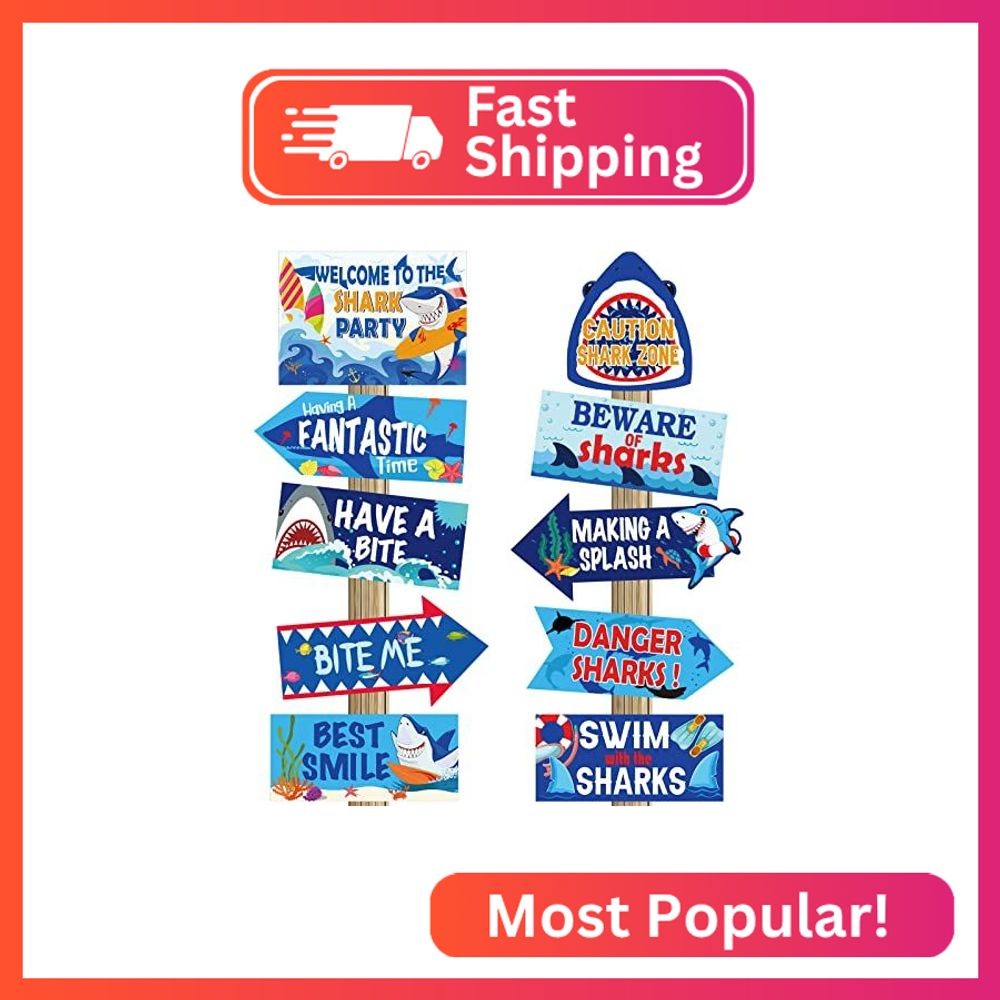 20 Pieces Shark Party Decorations Signs Shark Decorations Ocean Theme Party Supp