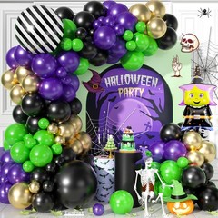 Halloween Balloon Garland Arch Kit,Purple Orange and Black Balloons with Spid…