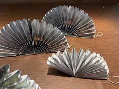 Silver, White, Teal, Polka Dot, Striped, Hanging Celebratory Paper Fans18pcs(C)