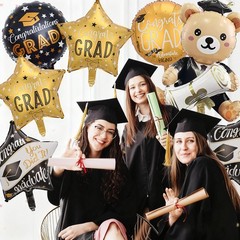 7Pcs Graduation Bear Balloon Round Congrats Grad Star Foil Balloons for Gradu…
