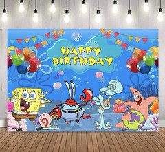 SpongeBob SquarePants Birthday Party Backdrop Banner, Blue/Multicolor