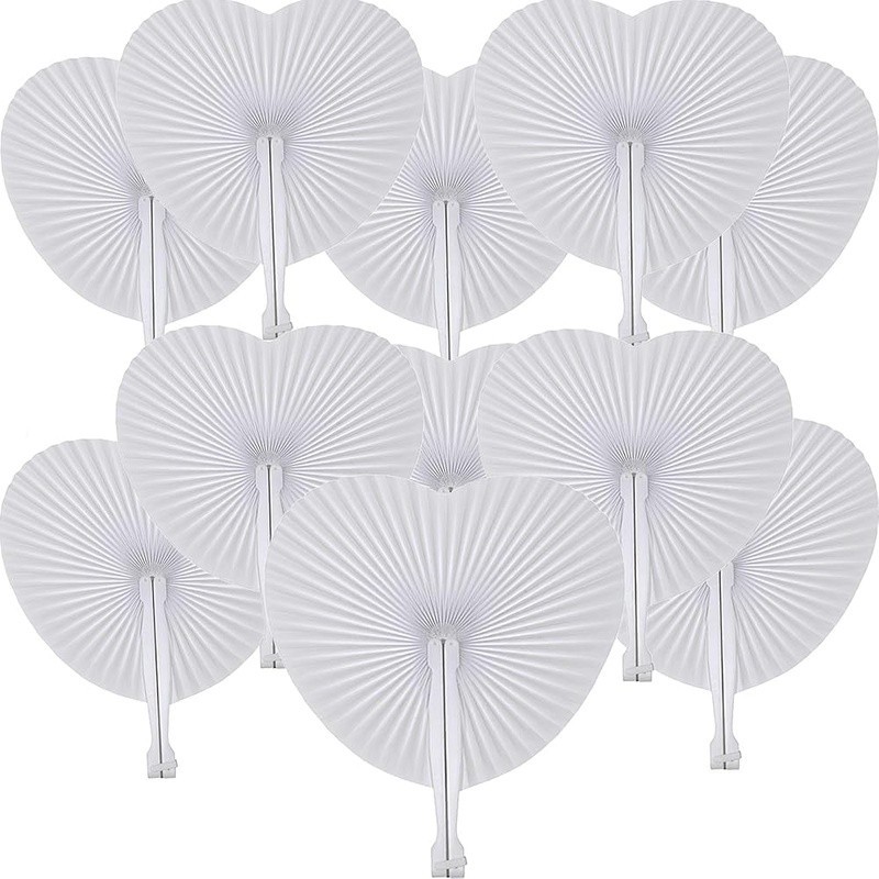 Heart Shape Folding Paper Fans Lightweight Portable Party Wedding Decoration New