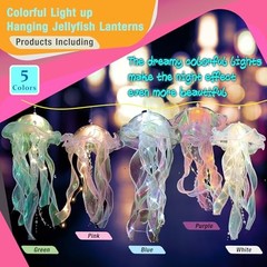 LED Jellyfish Decorations,5 Pcs Colorful Light up Hanging 5 Color/5Pcs
