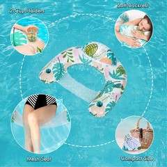 4 Pack Pool Floats Adult,Pool Floaties for Adults with Two Cup Holders Inflat…