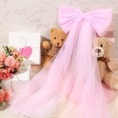 Zeyune 2 Pcs Pink Large Bow Party Decorations 13.4 x 28.7 Inch Giant Ribbon Bow