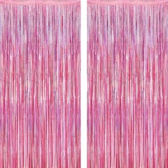 2 Pack Glitter Pink Backdrop, 3.28 FT x 7.05 FT Birthday Party Decorations, L…
