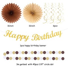 White-Brown Champagne-Gold Boho Party-Decorations – 21pcs Happy Banner,Beige …