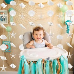 8 Pcs Summer Seashell Birthday Party Decorations Starfish Sea Shell Banner Oc…
