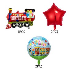5pcs Colorful Train Shaped Foil Balloons for Car Train Theme Party Decorations