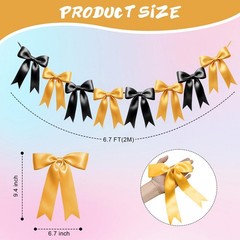 2 Strings of 16PCS Black&Gold Bow Garlands Banner Decoration,Pre-Strung Satin…