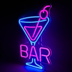Cocktail Neon Sign – Martini Glass LED Bar Light, Retro Home Pub Wall Art, Di…