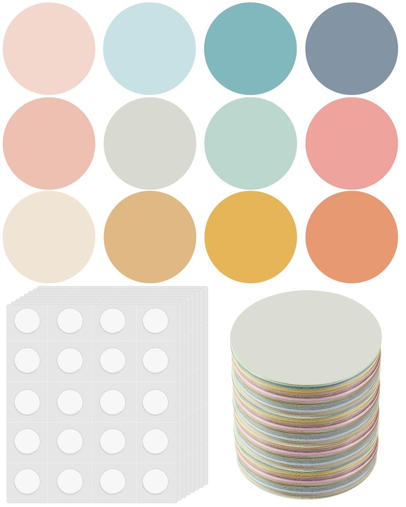Round Cutouts Assorted Color Paper Bulletin Board Hippie Fits 2 Inch 600 PCS