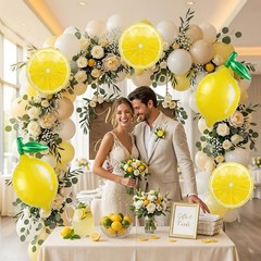 Lemon Foil Balloons Summer lemonade Set with Leaves for Amalfi Coast Wedding …