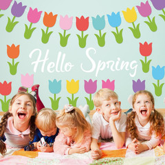 Spring Tulip Floral Cutouts Colorful Flower Leaves Shape Cut-Outs Cardboard Pape