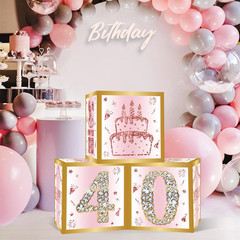 40th Birthday Decorations Boxes for Women – 3PCS Pink Rose Gold Happy 40th Bi…