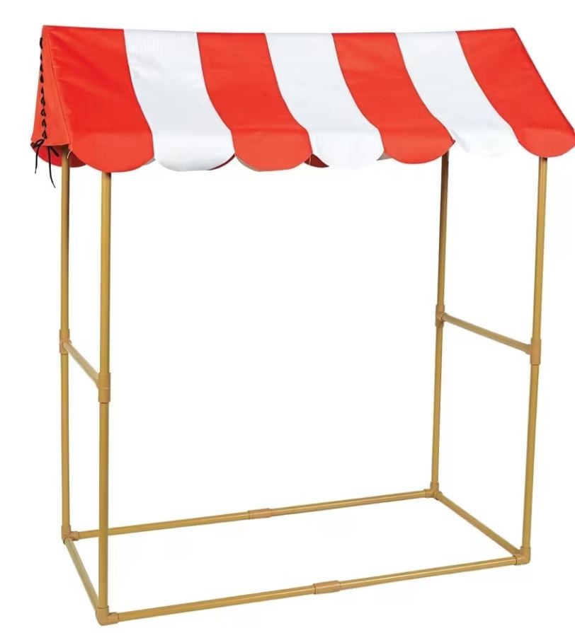 Red & White Circus Carnival Tabletop Tent with Frame Polyester Party Decoration