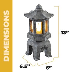 VP Home Solar Powered Asian Statue, Pagoda Garden Decor, Outdoor Zen Garden L…