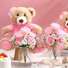 Ferrochef Pink 6 Set Baby Shower Bear Centerpieces for Tables Mason-Style Gla…