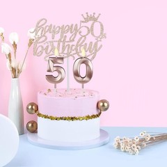 Complete 50th Birthday Decorations for Women: Sash, Crown & Glittery Cake Topper