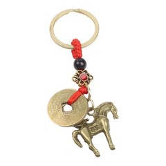 Feng Shui Charm Brass Horse Keychain Feng Shui Figure Metal Alloy Finish