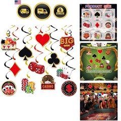 Eye-Catching Casino Theme Swirls – 12 Double-Sided Hanging Ornaments