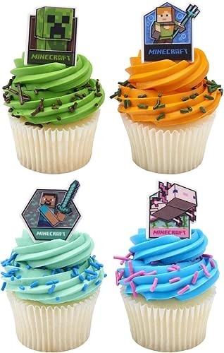 Minecraft 3D Cupcake Topper Ring Alex Creeper Steve Axolotl *Pick One*
