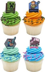 Minecraft 3D Cupcake Topper Ring Alex Creeper Steve Axolotl *Pick One*