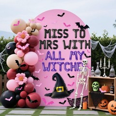 Black Purple Bachelorette Party Decorations Miss to Mrs with All My Witches B…