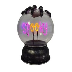 Spooky LED Halloween Glass Globe Light Table Mantle Decor Skeleton Hand New Goth