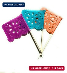Set of 24 Pcs Multi-Colored Mini Mexican Paper Papel Picado Tissue Banner Flags