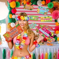 20 Pieces Party Decorations Hawaiian Party Welcome Sign Summer Tropical Luau