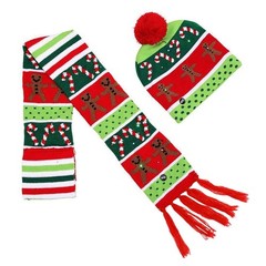 Santa Hat and Scarf Package Warm, Essential Accessories for the Holiday Season