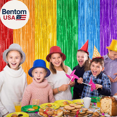 2 Pack Rainbow Backdrop Curtains, 3.28 FT X 7.05 FT Colofull Party Decorations,