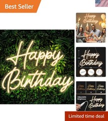 Happy Birthday Neon Sign 16.5″ x 12.2″, Small Neon Happy Birthday Sign for Ba…