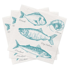 BIG CATCH Fish Beverage Napkins 20pcs Fishing Napkins, Coastal Cocktail Napkins