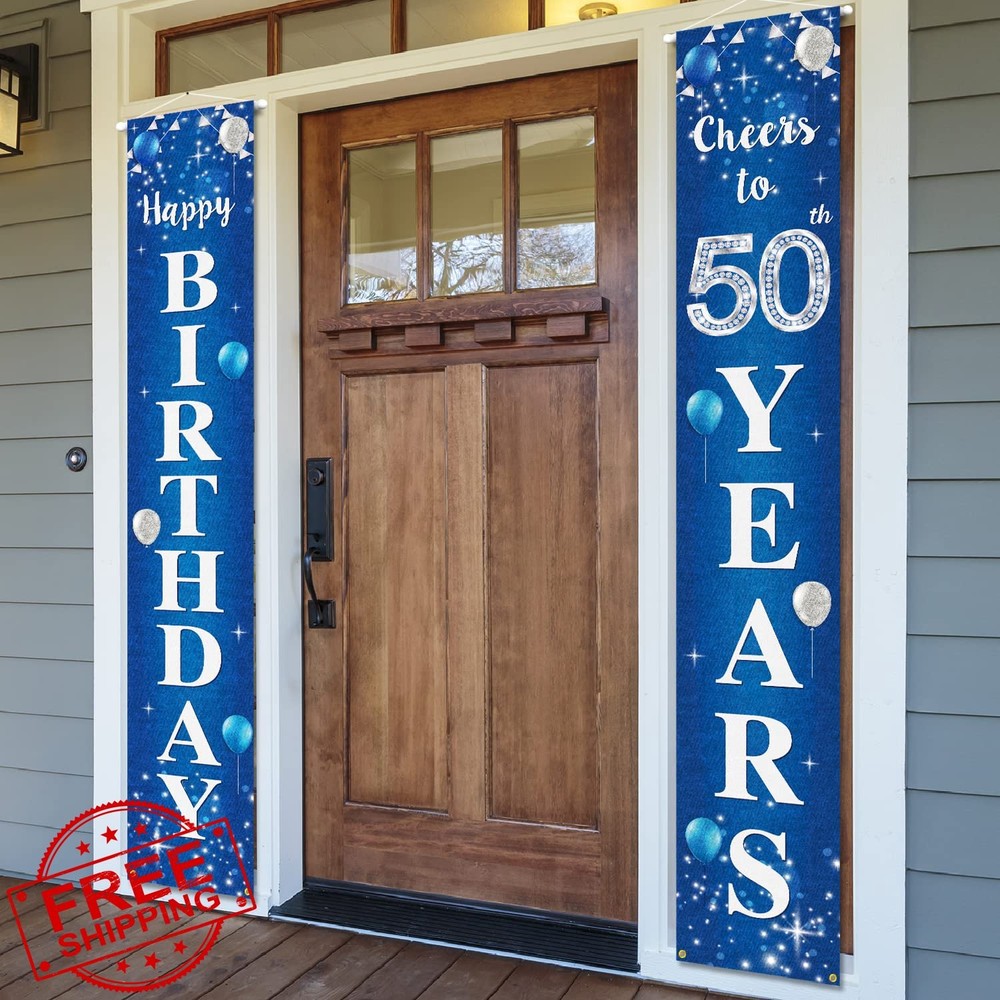 Happy 50th Birthday Yard Sign Door Banner – Cheers to 50 Years Birthday Party…
