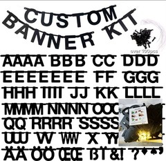 Personalised Banner Custom Letters Symbols Decoration DIY, Welcome Party (Black)