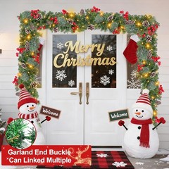 9 Ft Prelit Christmas Garland with Lights 8 Modes Timer 270 Branchs Cedar Snowy