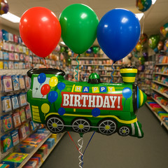 Train Birthday Party Balloon Bouquet Set Green Red Blue Kids balloons