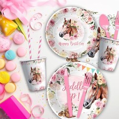 Cowgirl Party Decorations Tableware – Horse Theme Saddle Up Western Party Sup…