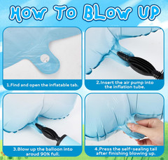 6 Pcs Cloud Balloons Large Aluminum Foil Blue Edge White Clouds Party Decor for