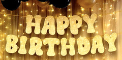 Happy Birthday Banner Glitter Gold 10ft Pre‑Strung Party Sign Birthday Decor